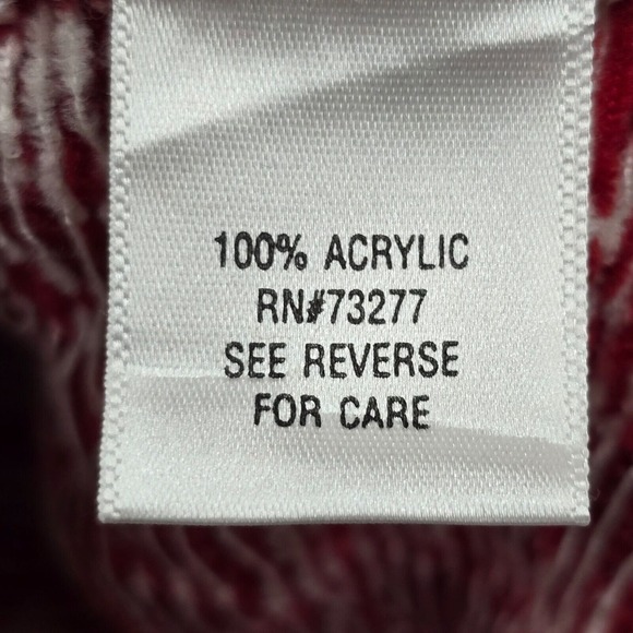 Croft & Barrow Sweater Womens Medium Red Fair Isle Chenille Toggle Cardigan Snow - Picture 6 of 12